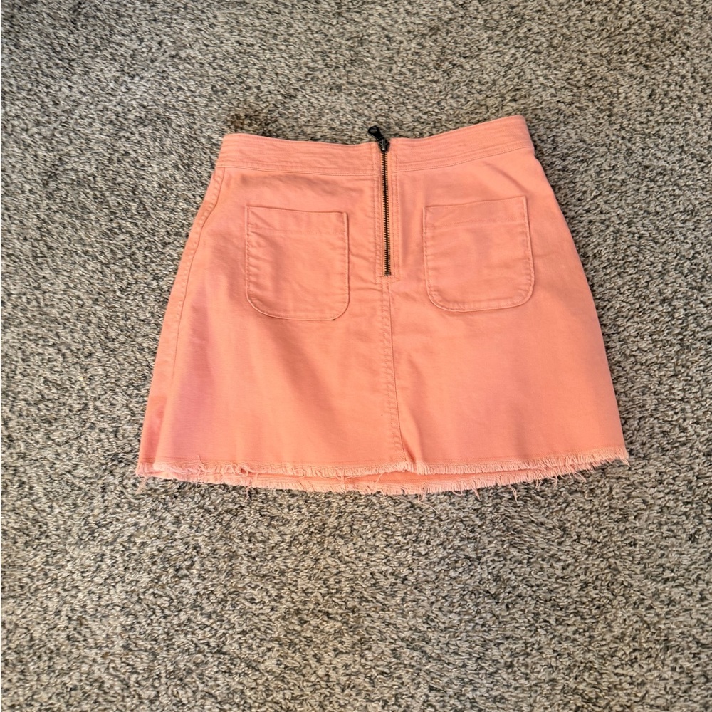 Madewell Pink Mini Skirt with Frayed Hem